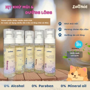 Khử Mùi Hôi Ngay Lập Tức Zoonie 100mL - Dưỡng Lông Bóng Mượt Cho Chó Mèo