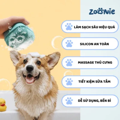 Bàn Chải Tắm Chó Mèo Silicon Zoonie – Massage Thư Giãn, Tạo Bọt Mịn, Tiết Kiệm Sữa Tắm photo review